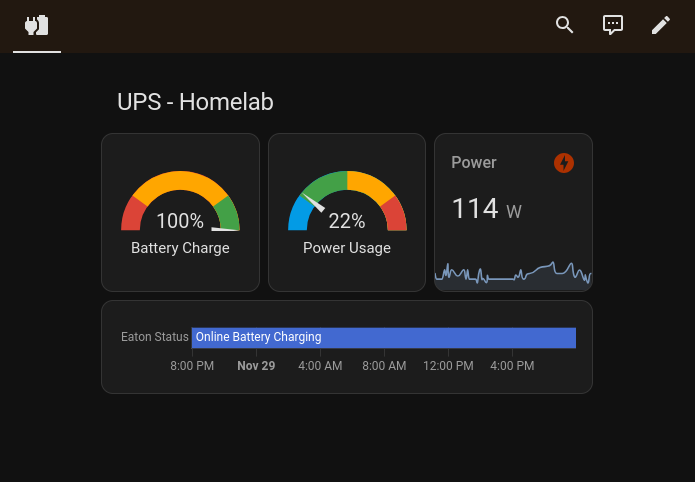 UPS dashboard in Home Assistant